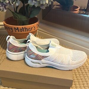 Skechers Kids' White and Multicolor Slip-On Shoes